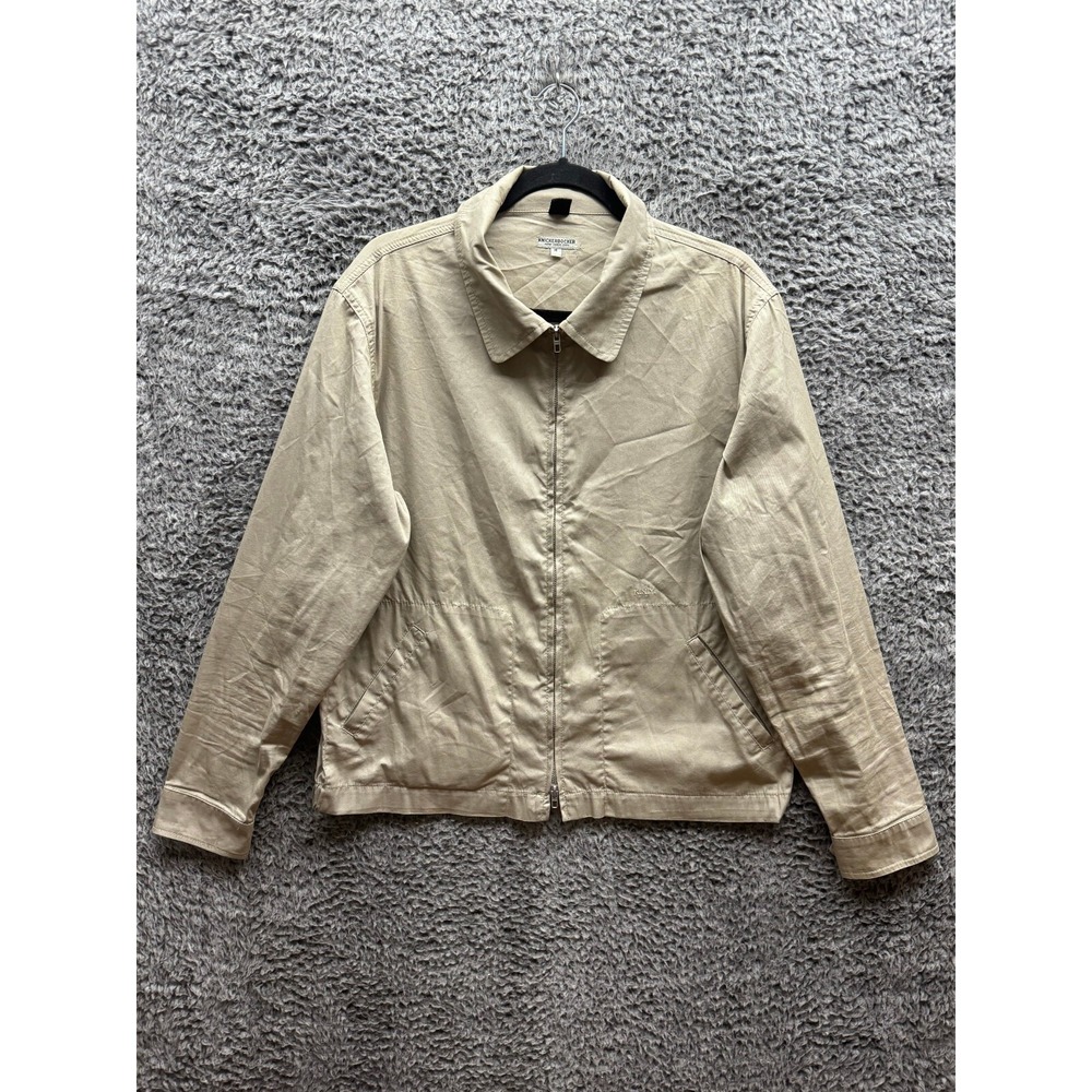 Knickerbocker Mens‎ Beige Pockets Minimalist Career Zip Up Basic Jacket Size M